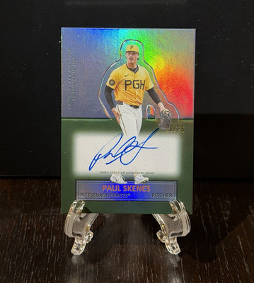 2025 Topps Archives Paul Skenes 1964 Stand Up Auto Blue Foilboard #/25 Pirates
