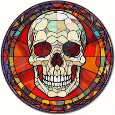 Skull Cat Club Round Aluminum Sign 8x8 Inch