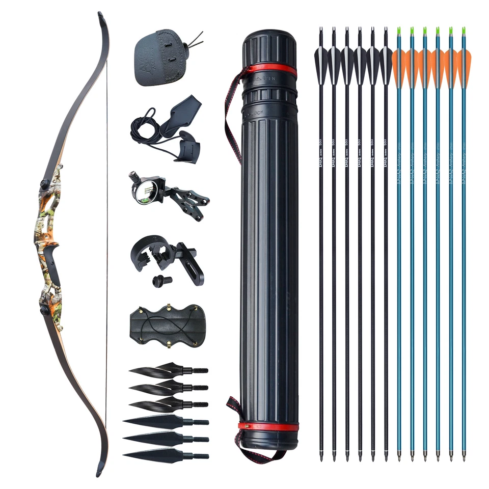 30-50LBS Archery Takedown Recurve Bow 12xArrows Kit Set Right Hand Adult Hunting - Image 2 of 4