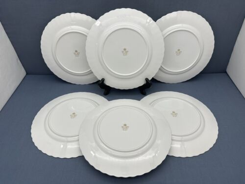 Royal Albert VAL D'OR Bone China 8 1/8" SALAD PLATES White w/ Gold Trim SET OF 6 - Picture 4 of 18