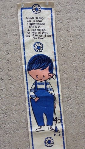 Vintage Baby Child Growth Chart Fabric Panel Wall Hanging Nursery Rhyme Blue - Picture 4 of 7