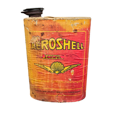 Alte Öldose Aeroshell Shell Pappkarton Car Oil Can 1920er 1930er Vintage Vorkrie