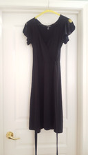 George S Black Faux Wrap Stretch Dress, short flutter sleeve w/ slit, dance team