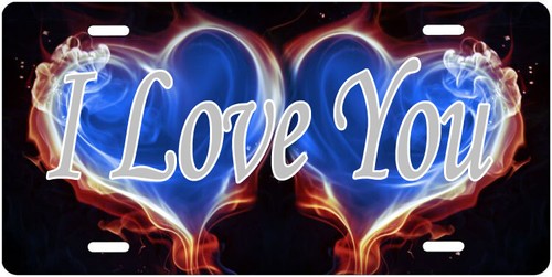 Engraved - Personalized Double Hearts Love License Plate - Auto Tag - Picture 4 of 22