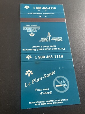 Vintage Canada Matchbook:  Le Plan-Sante  No Smoking   Ephemera