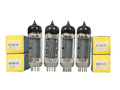 Matched QUAD ( 0% tol.) 6P14P-EV / EL84M /6BQ5 TUBES NOS OTK /RHOMBUS 1982-86! - Image 1 of 4