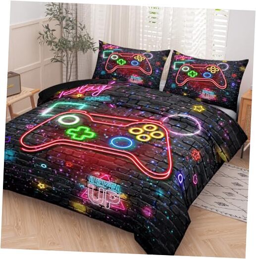 Gaming Bedding Sets for Boys 5PCS Queen Size Gaming Queen(5 pcs) Gaming 5075