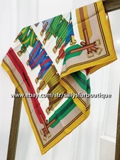 Sallys 18 Momme Twill Silk Wrap Scarf Belts Print Double Face Square Shawl 35"