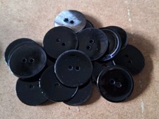 10 Perlmutt Knöpfe schwarz schimmernd, Set, ca. 22 mm, Konvolut