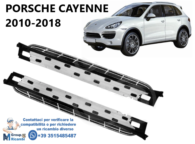 OMAC Pedane Laterali Con Grembiule Per Porsche Cayenne (2003-2010) - Predellini In Alluminio E ABS - Antiscivolo E Antiruggine - Nero/Argento - 5