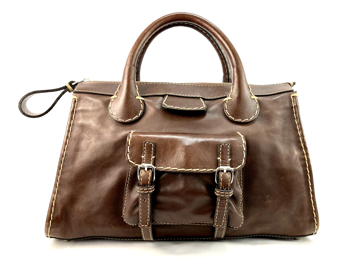Vintage Chloé Edith Large Leather Satchel Bag Brown Chloe Vintage Chloé Edith Large Leather Satchel Bag Brown Chloe