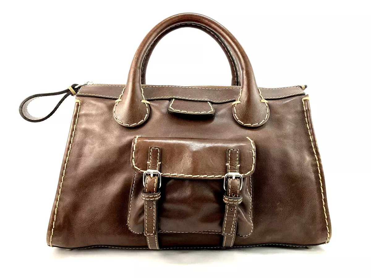 Grand sac main vintage Chlo Edith en cuir marron chlo
