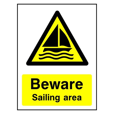 Vorsicht Segelrevier Schild oder Aufkleber | WATE0026