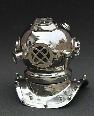 7'' Vintage Deep Water Divers Helmet Mark IV U.S Navy Chrome Mini Diving Helmet