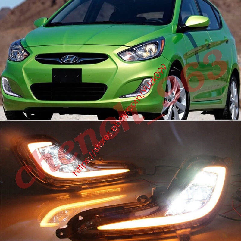Светодиодные противотуманные фары дневные ходовые огни для седана хэтчбека Hyundai Accent 12-15 левая и правая - Изображение 2 из 4