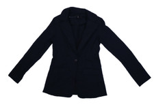 Banana Republic Long  Lean Ponte Blazer Jacket Black One Button Knit Womens XS
