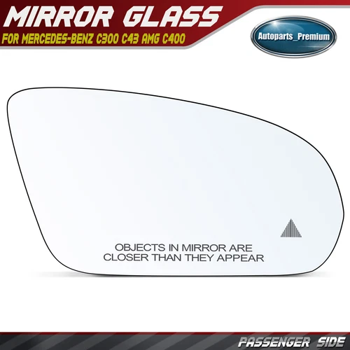 Passenger Mirror Glass w/ Heated for Mercedes-Benz C300 C43 AMG E400 GLC300 S550