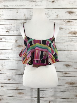 Show Me Your Mumu Women's Size S Spaghetti Strap Layered Crop Top Colorful
