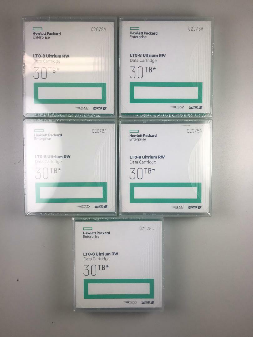 5本　Hewlett Packard Enterprise LTO-8 30TB HPE LTO‑8 Ultrium 30TB RW Non Custom Labeled Library Pack 20