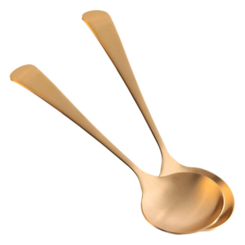 2 Pcs Copper Serve Spoon Indian Round Soup Spoons Warm Atmosphere Lightweight