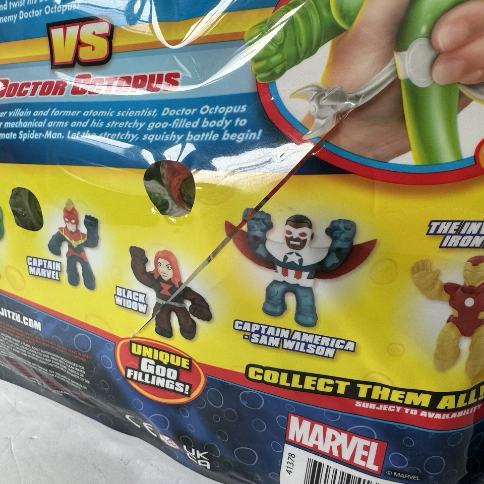 Goo Jit Zu Marvel Vs Pack Iron Spider Man vs Dr Octopus NUEVO, Paquete Ligero Desgarro Foto 4 de 4