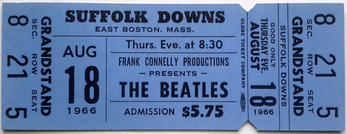 BEATLES - 1966 - FULL & UNUSED ORIGINAL CONCERT TICKET - BOSTON