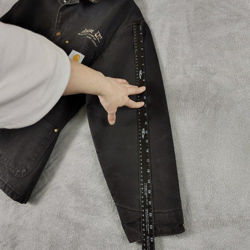 Vtg Carhartt C01 Blk Chore Coat Blanket Lined Cord Collar Work Faded Made In USA - 第 5/22 張圖片