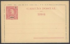 Timor 5a red King Carlos lettercard unused