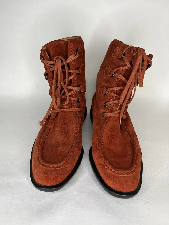Botines Tods con cordones para mujer talla 36,5 EE. UU. 6,5 naranja gamuza cuero cómodo  Foto 3 de 4