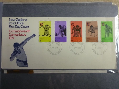 NEW ZEALAND 1974 COMMONWEALTH GAMES SET 5 STAMPS FIRST DAY COVER