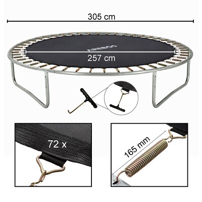 AREBOS Sprungmatte Ø 257 cm für Trampoline mit Ø 305 cm 165 mm Federn 72 Ösen