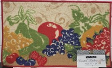 PRINTED NYLON KITCHEN RUG non skid latex back 17" x 28" FRUITS BERRIES, BH
