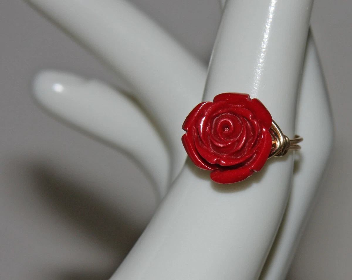 Deep red rose clearance ring