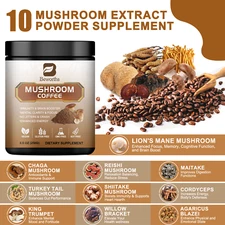 Mushroom Coffee-Organic Coffee Supplement - Boost Energy 22/38/80 Servings