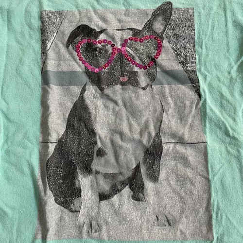 Total Girl Dog with Sequin Sunglasses Graphic Shirt S 7/8 - Picture 2 of 4