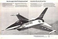 YF-16 Combat Fighter Jet Aircraft Pratt & Whitney United Aircraft Mag Print Ad