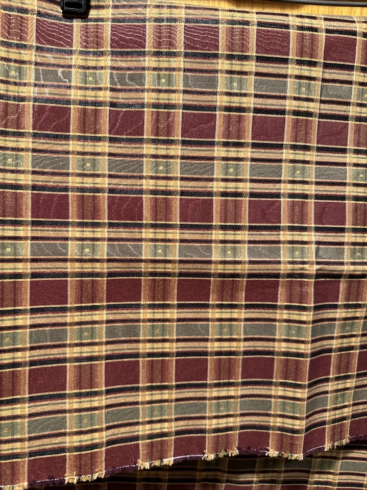 Brown Green Autumnal Plaid Decorator Fabric Remnant Unused Fabric 56" x 36" - Image 4 of 4