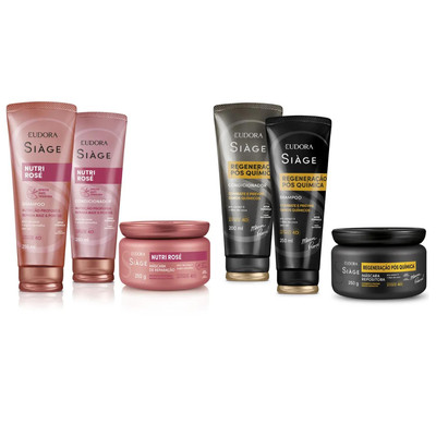 Kit Siage Nutri Rose + Regeneracao Pos Quimica Shampoo Conditioner Mask - Eudora