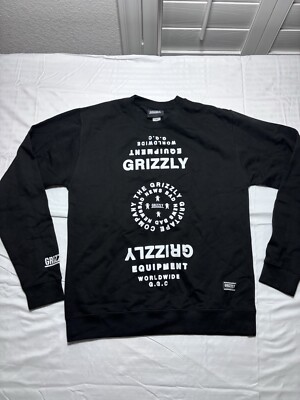 Grizzly Griptape CrewNeck Sweater Black Medium Pullover Nice New