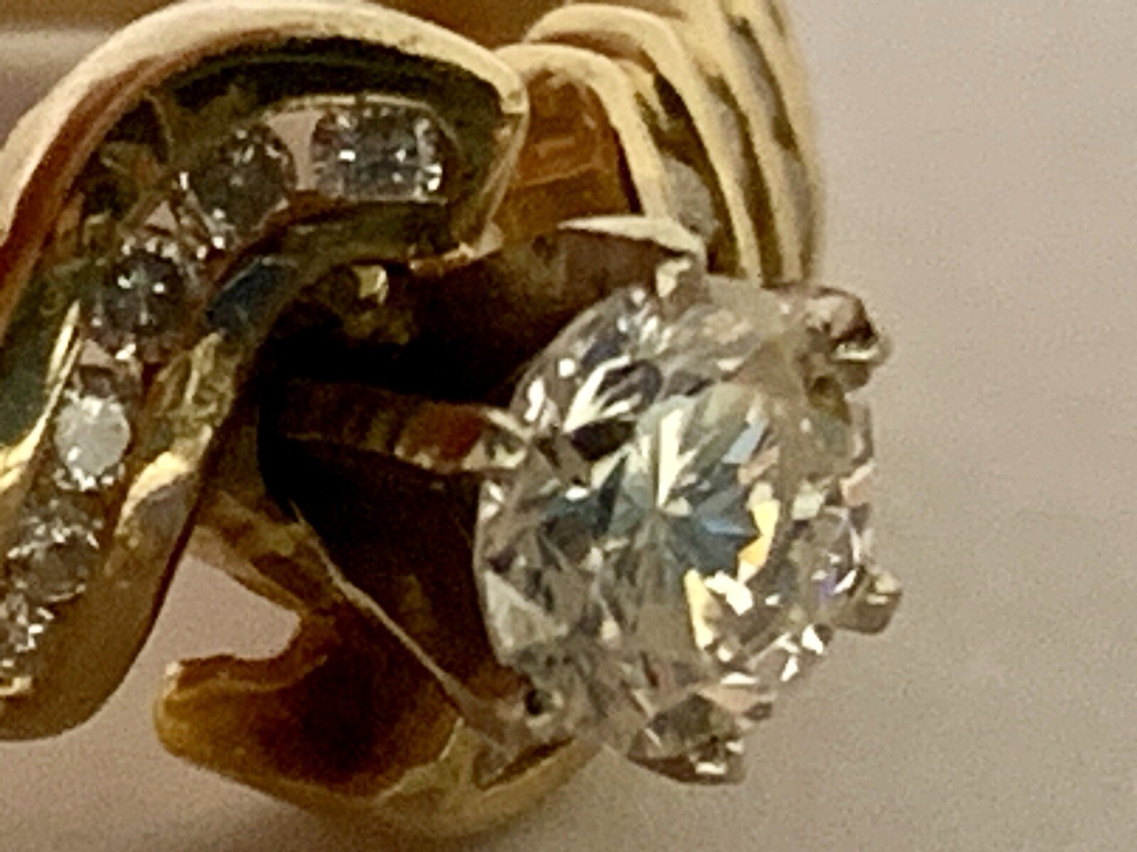 Solitaire 14k Solid Yellow Gold Diamond Ring. Est… - image 6