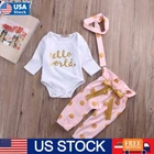 Newborn Infant Baby Girl Outfits Romper Tops+Long Pants Cotton Clothes set