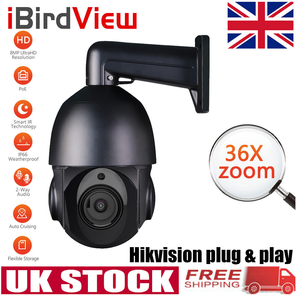 iBirdView 8MP 4K 36x Zoom Human Auto Tracking 2-way Audio POE IP