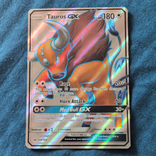 Pokémon TCG Tauros GX Holo Ultra Rare 144/149 Sun & Moon Base Set English 2017