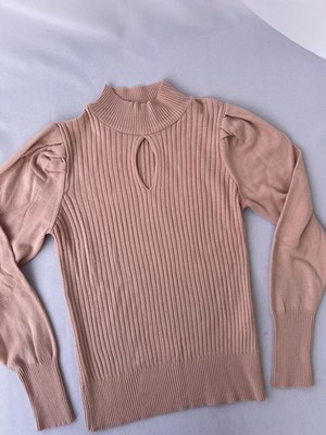 Feinstrick Pullover Rosa S Slim Fit Rollkragen Elegant Cut Out sexy stretch 