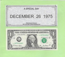 DECEMBER 26, 1975 .. 2001 ..UNCIRC   $1  L 1975 1226 F  .. BIRTHDAY NOTE