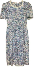 Vintage Gunne Sax Jessica McClintock Dress Floral Purple Blue Size 12 Cottagecor