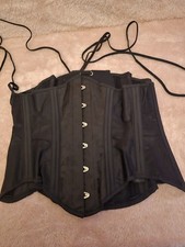 Black Burlesque Pinup Goth Mesh Steel-Bones Waist Trainer Corset Size 30 Women