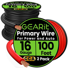 16 Gauge Wire 100Ft Each - Black/Red Copper Clad Aluminum CCA - Primary Automo