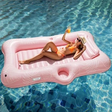 Pool Lounger Float for Adult, Inflatable Pool Floats Bed Cooling Contour Lounger