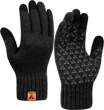 Winter Knit Gloves Warm Thermal Full Finger for Men Women Touchscreen Enabled